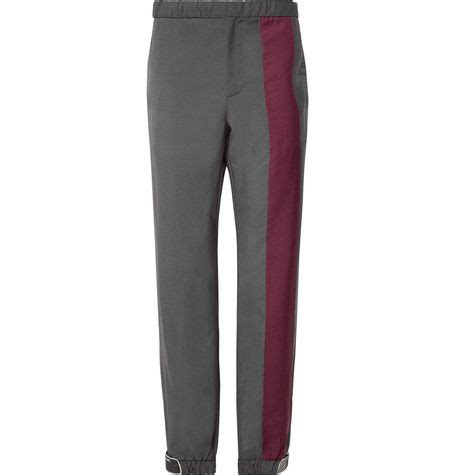 prada slim-fit tapered two-tone wool and mohair-blend trousers|Black Slim.